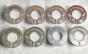 8-Piece Baby Closet Divider Set, Neutral Earth Tones, Newborn to 24+ Months